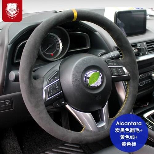 Steering wheel cover for Mazda 6 ATENZA Axela CX-4 CX-5 CX-8 ATENZA Real Alcantara suede hand-stitch interior car accessories