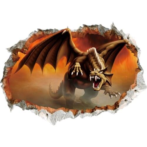 Jurassic Dinosaur Animal Broken Hole Wall Stickers For Kids Room Home Decor 3D Wall Decal PVC Mural Art Poster Childs Gift