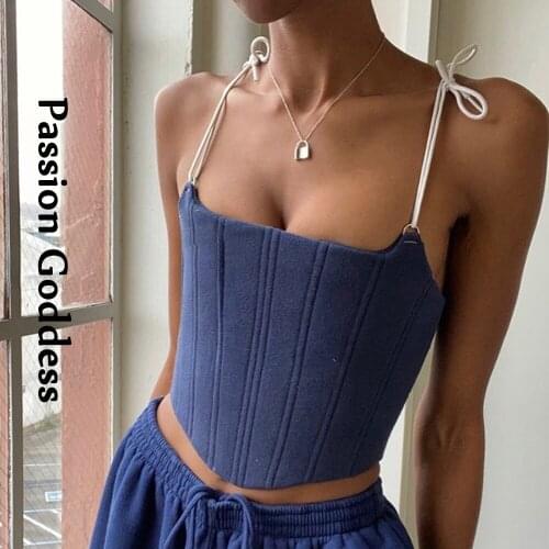 Sexy Cool Women Corset Tube Tops Sleeveless Slim Low-cut Vest Bandage Lace-up Corset Crop Tops Party Backless Tank Top 2020