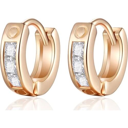 Romantic Cubic Zirconia Small Hoop Earrings for Women Gold Clip on Round Circle Earrings Wedding Party Jewelry Cute Gifts