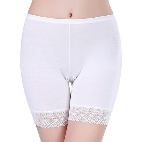 Women Safety Shorts Sexy Cotton Seamless Short Pants Lace Patchwork Under Skirt Modal Breathable Short Tights White Black Gray