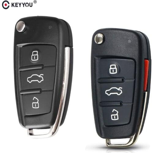 KEYYOU 10PCS 3/4 BT Folding Flip Remote Car Key Key Shell Fob Case Key For Audi A6L Q7 A2 A3 A4 A6 A6L A8 TT 2008 2009 2010 2011