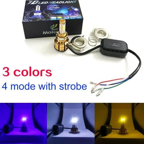 Universal Type Motorcycle LED Headlight 3color COB Light H4 H6 Ba20D 6000K 45W ATV Motorbike Scooter Flash Fog Lamps Accessories