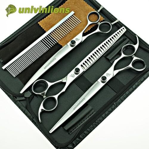 Univinlions 8" animal hair scissors curved pet clippers dog hair cutting tools professional dog grooming scissors dogs haircut