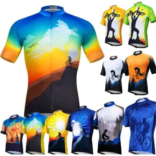 Cycling Jersey Mens MTB Short Sleeve Quick-dry Breathable Clothing Tops Shirt Team Racing Sport Biking Bicycle Bike Sportswear