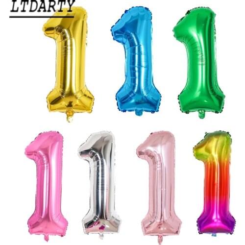 Baby First Birthday Girl Boy Balloon Kids One Year Old Birthday Balloon 40inch Number 1 Balloons Children Party Decorations Gift