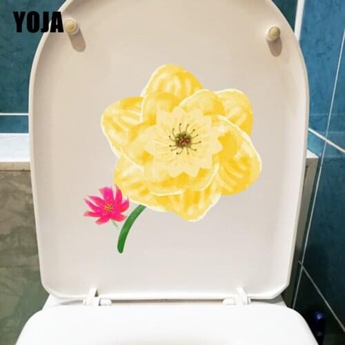 YOJA 21.2X22.5CM Yellow Flower Bedroom Wall Sticker Cartoom Plant WC Toilet Decor T1-1683