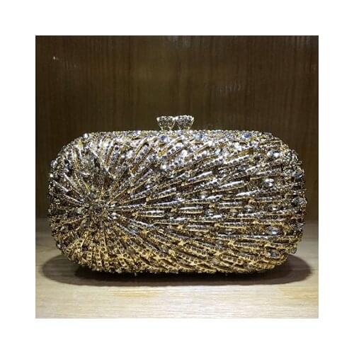 Women Evening Bags lady Rhinestones Metal Crown Handbags Full Of Diamonds Day Clutches Purse Evening Bags gold/red/green/black