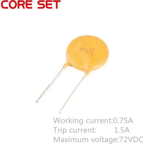 10PCS 72V 0.75A 750MA PPTC Resettable Fuse RXEF075 XF075 Pitch 5mm