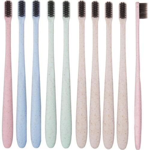 10pcs Toothbrush Soft Fine Hair Eco Friendly Mixed Color Family Set Teethbrush Adult Cleancare Healthy Teeth Cleaning Brush Case