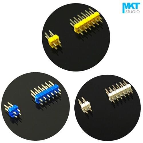 100Pcs 5 Color Gold Plated 2.54mm Pitch Double Row PTH Male Pin Header Strip For Arduino 2x16P 2x17P 2x18P 2x19P 2x20P
