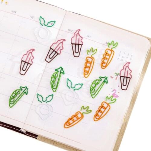 100pcs/lot Kawaii vegetables Ice Cream style Clips Metal Material Memo Clip for book School Party Supplies Gift for Kids