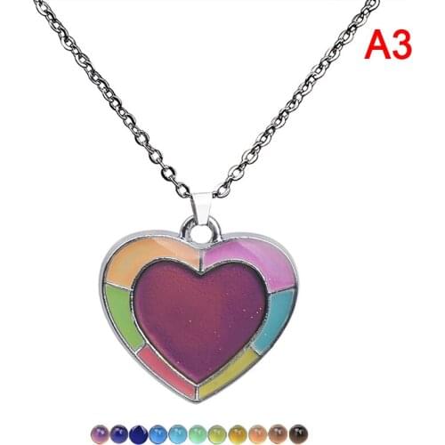 4 Styles Mood Necklaces Peach Heart Love Pendant Necklace Temperature Control Color Change Unisex Necklace Chain Jewellery