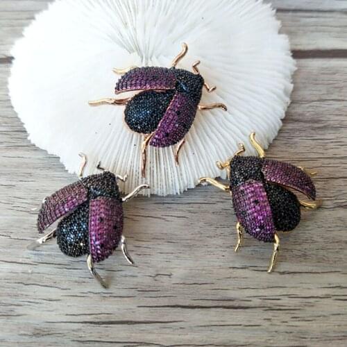 6Pcs Mix Color Micro Pave CZ zircon Insect ladybug charm Pendant For Jewelry Making Findings DIY necklace making P727