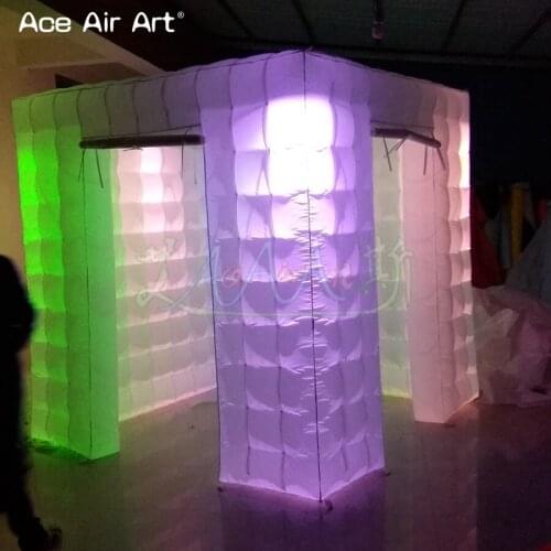 8ft 2.4m Elegant style inflatable photo booth background pop up photography backdrop props square cubic tent free logo for sale