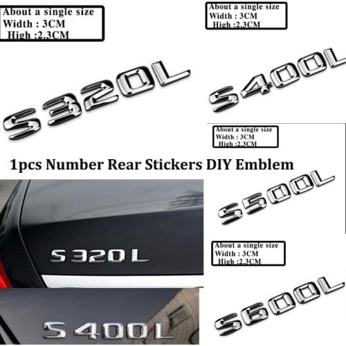 ABS 1pcs Car Emblem Sticker for Mercedes-benz S320L S400L S500L S600L S L 2 3 4 5 6 8 Series Word Trunk Body Badge Auto Decals