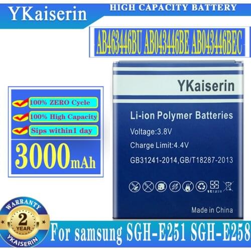 Battery AB463446BU AB553446BU For Samsung C3300K X208 B189 B309 GT-C3520 E1228 GT-E2530 E339 GT-E2330 3000mAh