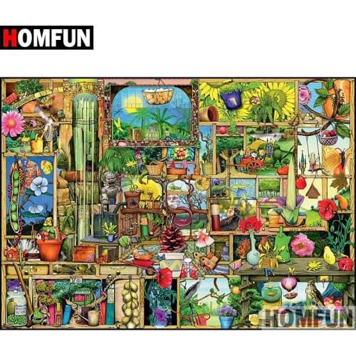 HOMFUN 5D DIY Diamond Painting Full Square/Round Drill "Cartoon shelf" Embroidery Cross Stitch gift Home Decor Gift A08414