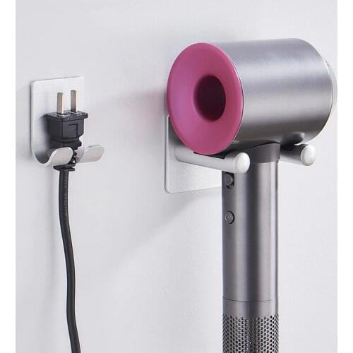 Aluminum Wall Mounted Hair Dryer Holder Rack Socket Holder Set Bathroom Shelf Hair Dryer Storage Organizer Bathroom Accessories