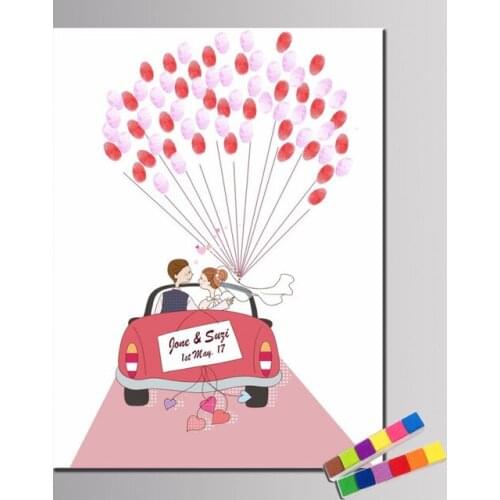 Free custom Name Date Wedding Car Wedding Gift DIY Fingerprint Signature Guest Book For Engagement Party Wedding Anniversary