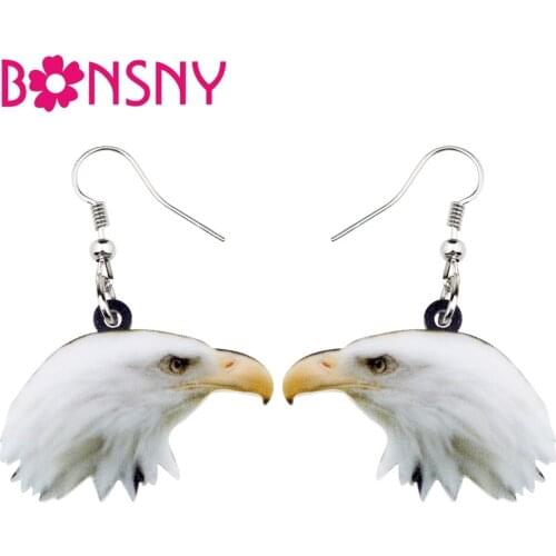 Bonsny Acrylic Fashion Bald Eagle Bird Earrings Drop Dangle Big Long Trendy America Animal Jewelry For Women Girls Teens Gift