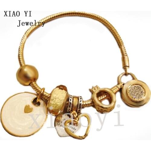 XIAOYI 2020 New Yellow hot collection Round lock crown DIY bracelet engagement party European jewelry of high quality female