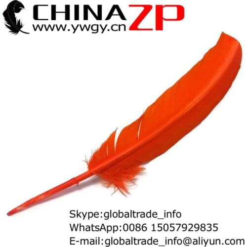 CHINAZP Co. Ltd Wholesale 30-35cm 50pcs/lot Dyed Orange Turkey Rounds Quill Feathers
