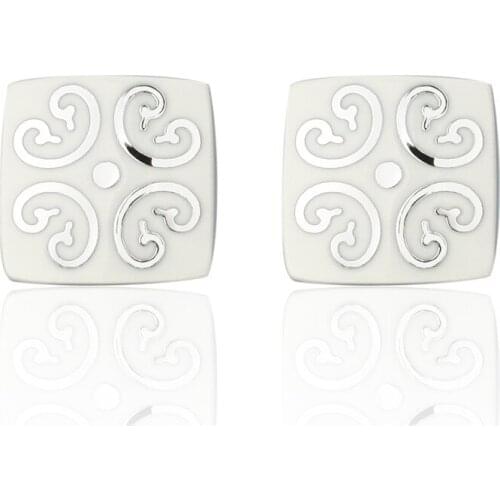 KC621 Brand Jewelry Luxury Stainless Steel Cufflinks Square High Quality Silver Color mens Fashion Cuff links Wedding Gift