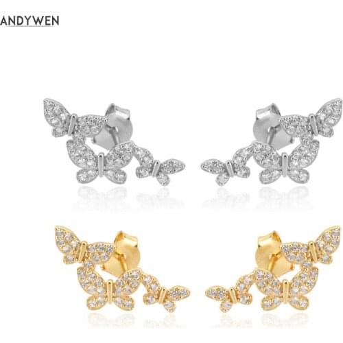 KIKICHICC 925 Sterling Silver Clear Zircon Three Butterfly Stud Earring Women Fine Jewelry Rock Punk Luxury Jewelry Wedding