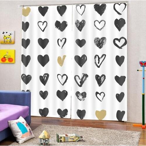 Classic home decor 3d Curtains Colorful Love Curtain for Living Room Bedroom Drapes