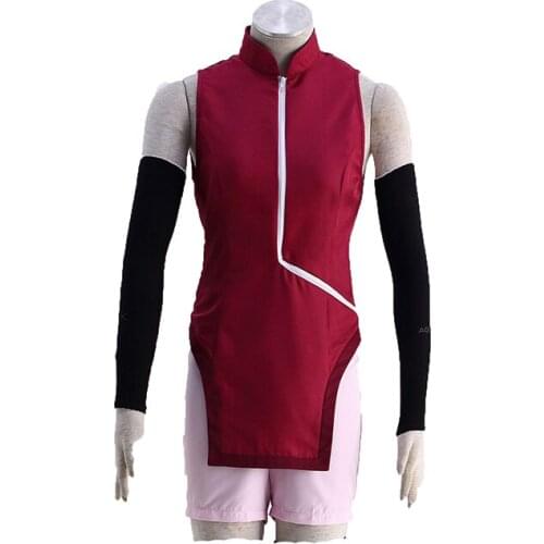 Japanese Anime Boruto the Movie Uchiha Sarada Cosplay Costume with socks and hair accessory For Halloween Christmas 11