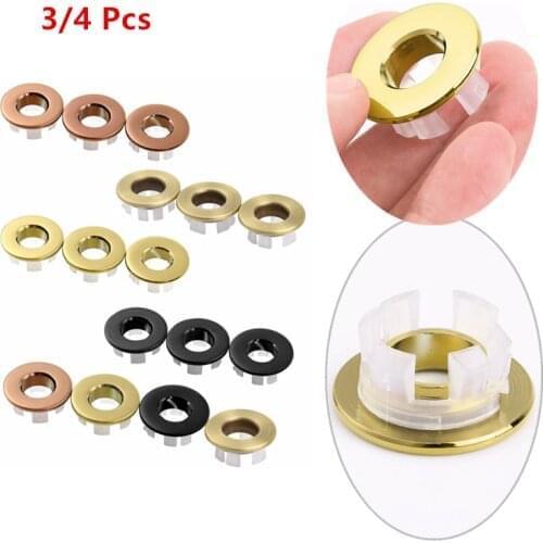 Sink Round Ring Overflow Spare Cover Tidy Chrome Trim Round Hole Cap Insert Spares Kitchen Bathroom Ceramic Basin Sink Accessory