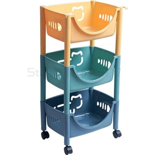 Kitchen vegetable shelf floor multi-layer fruit and vegetable basket household plastic storage vegetable shelf toy storage rack