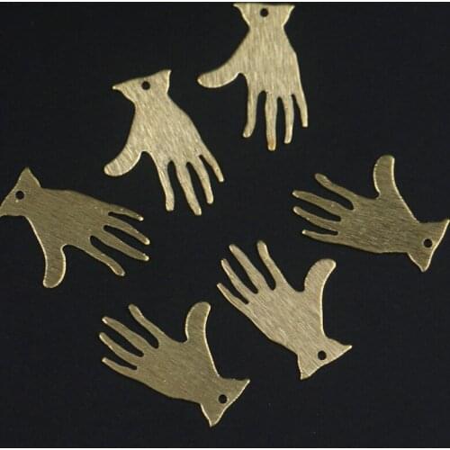 Brass 25*17mm single hole double-sided drawing DIY personalized fashion palm pendant for making jewelry accessories