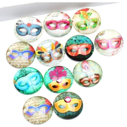 Reidgaller diy flatback handmade mixed party mask photo round glass jewelry cabochons 12mm 14mm 18mm 20mm 25mm