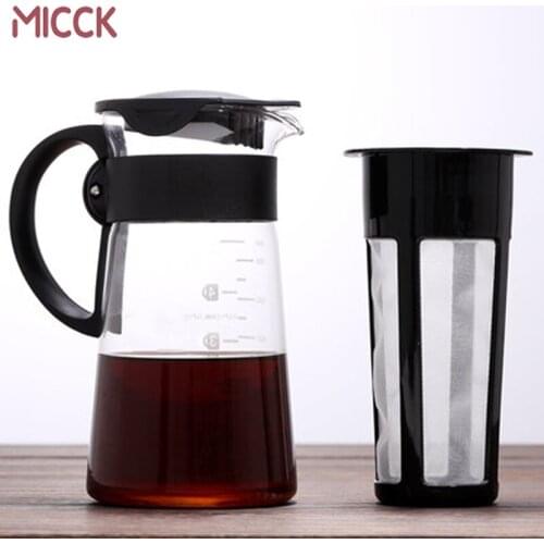 MICCK Cold Brew Coffee Filter Pot Maker Portable Glass Heat Resistant Ice Drip Coffee Filter Cup Mocha Teapot Kettle Cafetiere