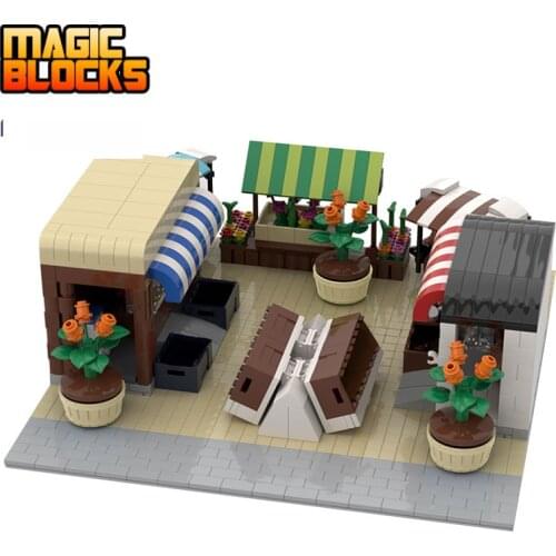 MOC-35797 Modular Market Mini Citys Street Retail Store Building Kits Blocks Scene Sets Architecture Child Kids Toys Market View