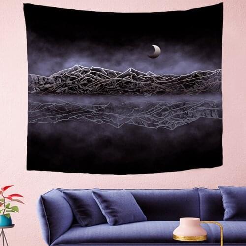 Moon night wall hanging Hippie mountain Tapestries Psychedelic artical moon Wall carpet black Abstract art gobelin Home Decor