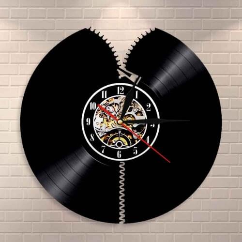 Abstract Modern Sewing Room Wall Decor Unzip Wall Clock Zipper Vinyl Record Wall Art Vintage Album Record Wall Clock Tailor Gift