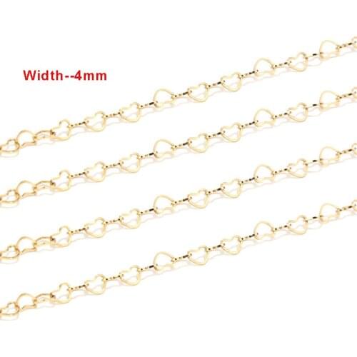 New hot selling Gold/silver tone Stainless Steel hollow Hearts Link Chain for DIY jewelry making