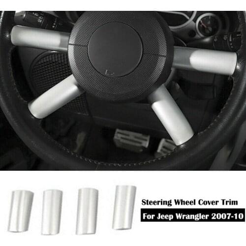 NEW-Interior Steering Wheel Cover Trim Decor for Jeep Wrangler JK 2007-2010 Silver