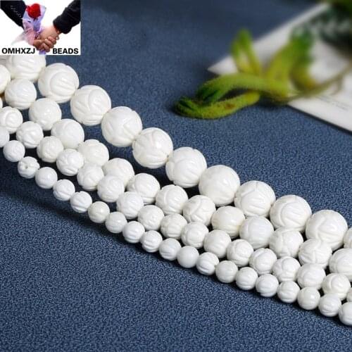 OMH Wholesale JD130 4 6 8 10 12mm Natural Jewelry DIY Making Bracelet Necklace Natural AAA Shell Lotus Loose Spacer Round Beads
