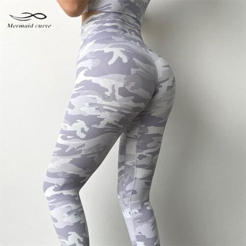 Mermaid Curve Autumn Gym Workout Pants Female Camouflage High Waist Hidden Pocket Yoga Pants Tight Elastic Fitness Leggings