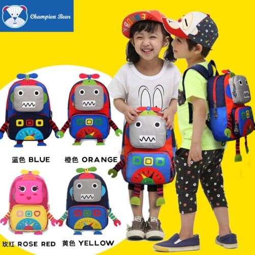 Baby Anti Lost Backpacks Infant Boys Girls Cartoon Machine Robot Toys Bag Kids Waterproof Oxford Cotton Back To School Bag