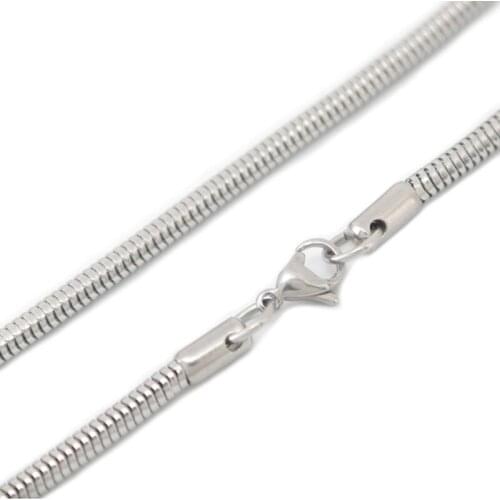 Silver Jewelry 316 Stainless Steel 1.5mm 3.2mm 20inch round snake chain necklace for women men pendant locket