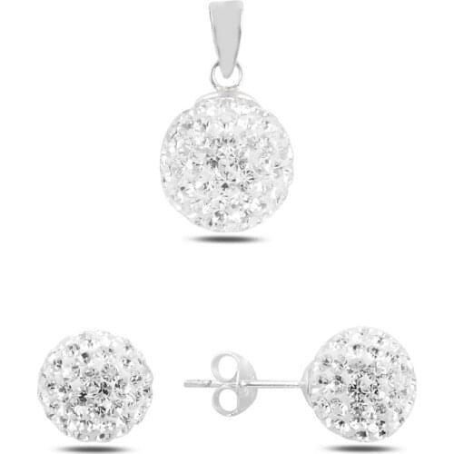 Silverlina Silver Ball Crystal Cubic Zirconia Set