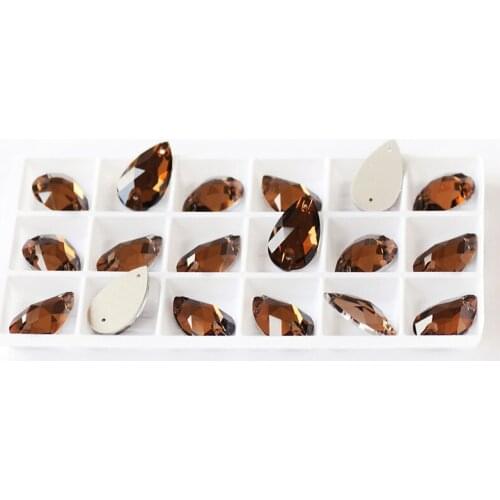 CTPA3bl 3230 Smoked Topaz Color Rhinestones Flat Back Sewing 2 Holes Stones Crystal Glass Beads For DIY Wedding Dress Decoration