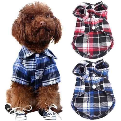 TINGHAO Pet Clothes Dog clothes Cute Pet Dog Puppy Plaid Shirt Coat Clothes T-Shirt Top Apparel Size XS S M L Dog