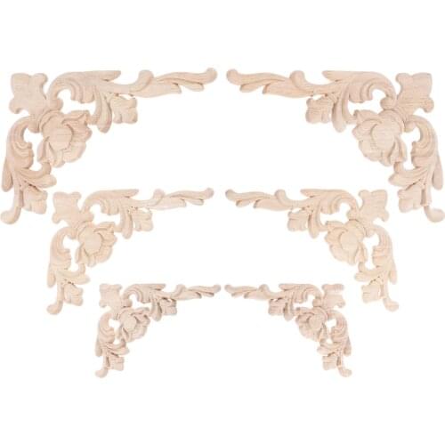 1pc Vintage Unpainted Woodcarving Corner Decal Corner Onlay Applique Frame For Home Furniture Wall Cabinet Door Decor Crafts