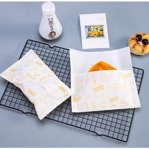 100pcs Food Oilproof Paper Bag Sandwich Donut Bread Bag Baking Accessories Takeaway Food Wrapper